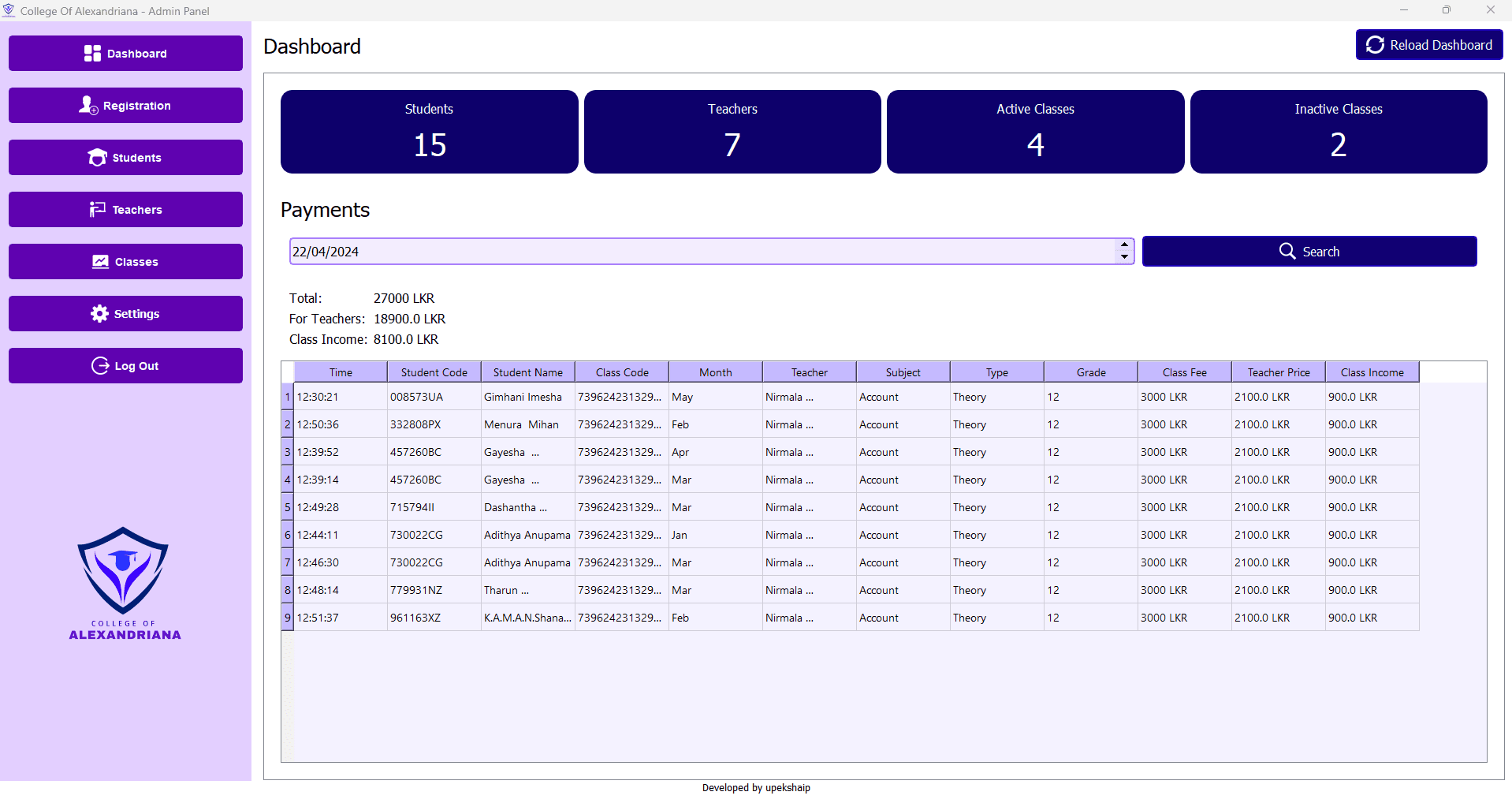 Comprehensive Management System for College Of Alexandriana, Nittambuwa